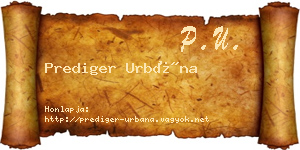 Prediger Urbána névjegykártya